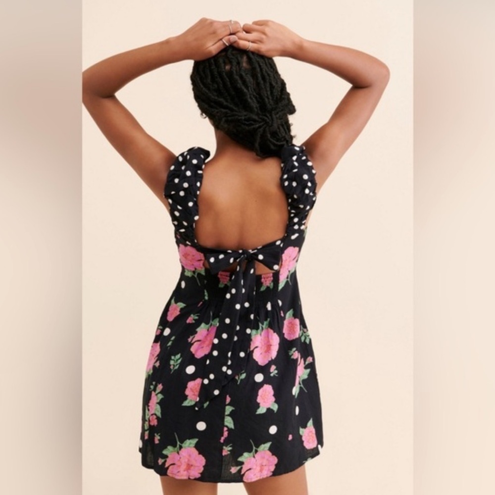 Free People bom bom mini dress in black and pink - Picture 4 of 8